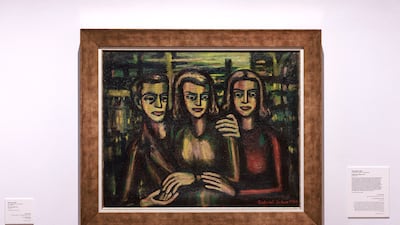Untitled (Three Figures) by Jabra Ibrahim Jabra is on display at the NYU Abu Dhabi Art Gallery as part of the exhibition All Manner of Experiments: Legacies of the Baghdad Modern Art Group. Victor Besa / The National