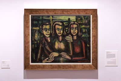 Untitled (Three Figures), 1946, by Jabra Ibrahim Jabra. The painting is part of a collection of Iraqi art on display at NYUAD. Victor Besa / The National