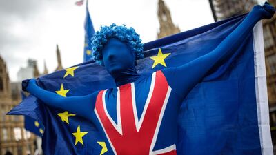 Anti-brexit campaigners demonstrate outside the Houses of Parliament. Uncertainty is UK company chiefs' most pressing concern. Getty