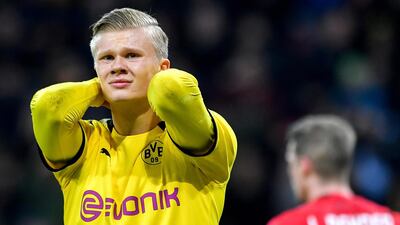 Erling Braut Haaland failed to score for the first time in Borussia Dortmund colours in last week's defeat against Bayer Leverkusen. EPA