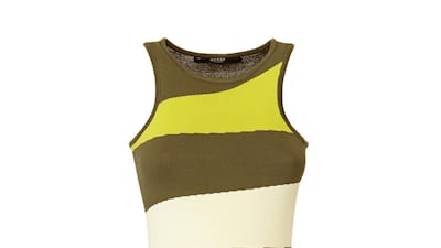 A fitted dress looks good worn under an oversized white shirt; Dh422, Guess