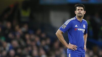 Chelsea’s Diego Costa reacts after Everton go 2-0 up against his side on Saturday at Stamford Bridge. Stefan Wermuth / Reuters