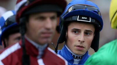 William Buick, pictured in the Godolphin royal blue silks at Newbury, will serve a 30-day ban following his participation at Sandown. Alan Crowhurst / Getty Images