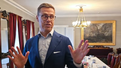 President Alexandre Stubb during an interview at the Presidential Palace in Helsinki. Mohamad Ali Harisi / The National