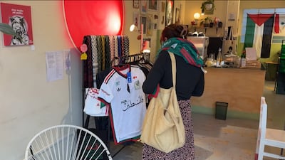 The space stocks jerseys, flags and keffiyehs for a cause. The National