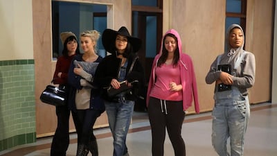 From left: Carly Rae Jepsen, Julianne Hough, Vanessa Hudgens, Kether Donohue and Keke Palmer during a rehearsal for Grease: Live. Kevin Estrada / FOX via AP