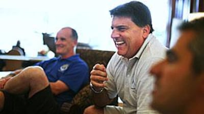 From left, Colin Cook, Nado Yugovich and Costa Feneridis have travelled from New Zealand to Abu Dhabi to watch Auckland City.