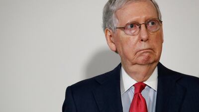 Senate majority leader Mitch McConnell is set to bring a $1tn economic stimulus proposal from Republicans to the Senate this week. Republicans and Democrats disagree on many of its proposals, including the amount of support for cash-strapped states. AP Photo