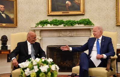 President of Afghanistan Ashraf Ghani meets US President Joe Biden in Washington in June 2021. AFP