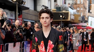 In a floral print Alexander McQueen suit at the 'Beautiful Boy' premiere during the 62nd BFI London Film Festival in October 2018. Getty Images