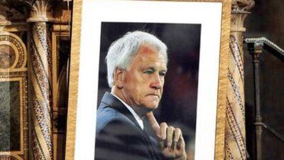 Manchester United manager Sir Alex Ferguson practices his speech for the Sir Bobby Robson thanksgiving service inside Durham Cathedral, Durham.