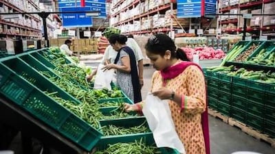 A store in Zirakpur, Punjab. Inflation has fallen in India, prompting an interest-rate cut and hopes of a boost to economic growth. Sanjit Das / Bloomberg News