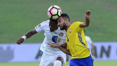 Al Jazira, in white, defeated Al Dhafra in Group A of the Arabian Gulf Cup on Thursday, September 29, 2016. Courtesy Arshad Khan Aboobaker / Pro League Committee