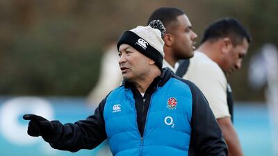 Eddie Jones oversees training as England prepare to face France in the Six Nations. Reuters