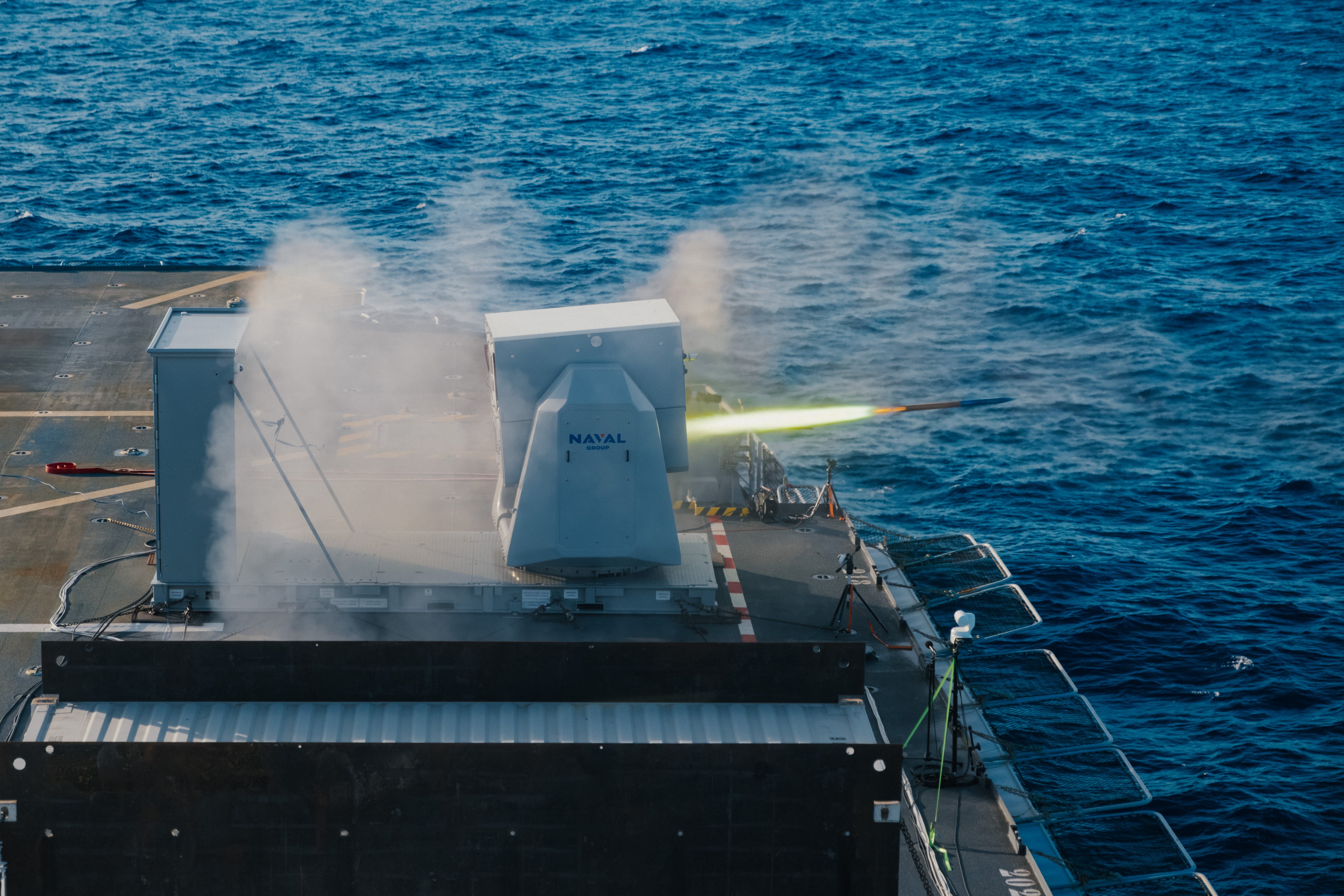 The Rampart air defence system fires a rocket. Photo: Naval Group