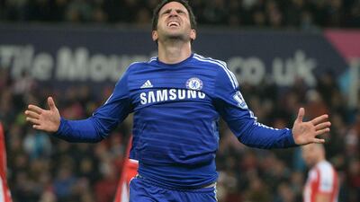 Chelsea’s Cesc Fabregas celebrates after scoring his team’s second goal during the English Premier League soccer match between Stoke City and Chelsea at the Britannia Stadium in Stoke, Britain, 22 December 2014. EPA/NIGEL RODDIS