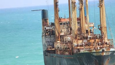 The MV Iceberg 1 at the Puntland coast after the rescue operation. Courtesy of Mohamad Abdirahman, PMPF director.