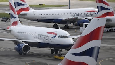 British Airways passenger aircraft at Heathrow Airport Terminal 5 in London. EPA