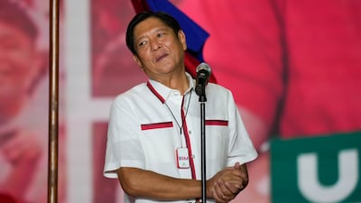 Ferdinand Marcos Jr during a campaign rally in Paranaque city last week. AP Photo