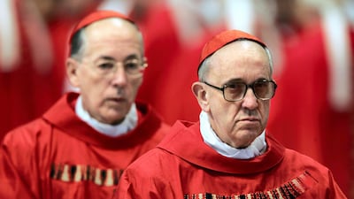 Cardinal Jorge Mario Bergoglio attends the special mass at St Peter's Basilica in the Vatican City in 2005. AFP