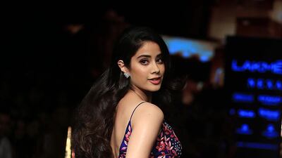 Actress Jhanvi Kapoor makes her ramp debut for Nachiket Barve. AFP