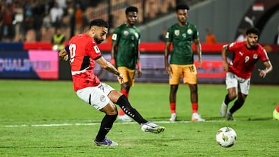 Mohamed Salah scores from the spot to put Egypt in front in their World Cup qualifying win over Ethiopia. EPA