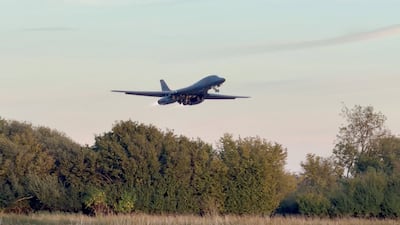 A B-1 bomber takes off from RAF Fairford airbase. Reuters