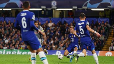 Noah Okafor scores for RB Salzburg. Getty