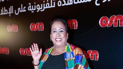 Actress Hayat Al Fahad waves at the media on the OSN red carpet event at Dubai’s Jumeirah Zabeel Saray Hotel. Victor Besa for The National
