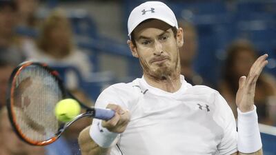 Andy Murray returns to Milos Raonic during the semi-finals of the Western & Southern Open tennis tournament on Saturday, August 20, 2016, in Mason, Ohio. John Minchillo / AP Photo