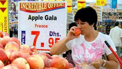 The latest inflation figures for Dubai show that housing costs have dropped but prices for food and drink - particularly fresh fruit and vegetables - are rising sharply.