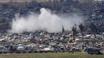 The camp of Baghouz, Syria, where remaining ISIS fighters and their families are holding out, March 17 2019. AFP