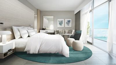 All rooms at the Movenpick Resort Al Marjan Island have ocean views.