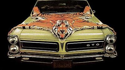 Pontiac were not worried about upsetting animal rights activists with their advert showing a skinned tiger on the bonnet of their GTO in 1965.