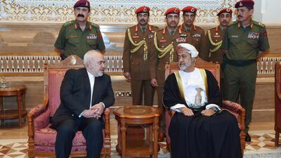 Sultan Sayyid Haitham Bin Tariq Al Said receives Iran's Foreign Minister Mohammad Javad Zarif in the capital Muscat. AFP