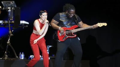 DUBAI, UAE. February 13, 2014 - English singer songwriter Jessie J performs at RedfestDXB at the Dubai Media City Amphitheathre in Dubai, February 13, 2014. (Photo by: Sarah Dea/The National, Story by: Saeed Saeed, Arts and Life)