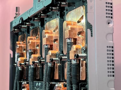 Data centre servers and components containing the latest artificial intelligence chips. Reuters