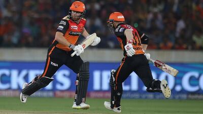 Jonny Bairstow, left, and David Warner, forged a formidable batting partnership for Sunrisers Hyderabd. AP Photo