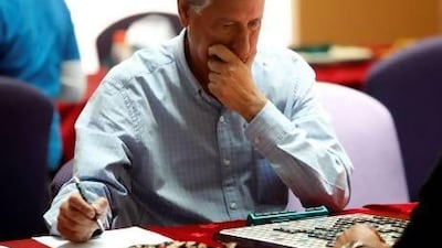 Mohammed Sulaiman of Dubai wins the 23rd Gulf Scrabble Championship held at the Etisalat Academy in Dubai. Satish Kumar / The National
