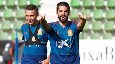 Isco, right, will line up for Spain against England at Wembley Stadium in the Uefa Nations League on Saturday. EPA