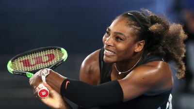 FILE - In this Saturday, Jan. 28, 2017 file photo, United States' Serena Williams makes a backhand return to her sister Venus during the women's singles final at the Australian Open tennis championships in Melbourne, Australia. Olympic swimmer Michael Phelps and Oklahoma City Thunder star Russell Westbrook are among the finalists for best male athlete at the ESPY Awards. Tennis star Serena Williams and gymnast Simone Biles are two of the finalists for best female athlete. (AP Photo/Aaron Favila, File)