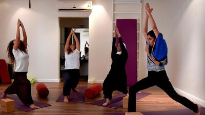 Saudi women practice yoga at a studio in the western Saudi Arabian city of Jeddah on September 7, 2018. Photo / AFP