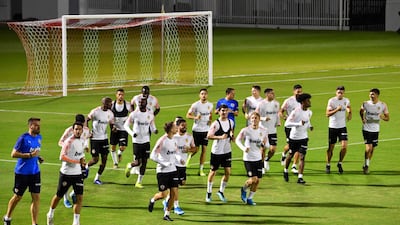 Valencia players training in Jeddah on Tuesday. AFP