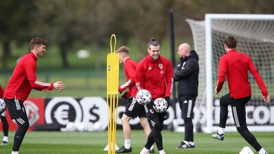 Gareth Bale and the Wales squad in training ahead of their World Cup qualifier against the Czech Republic. PA