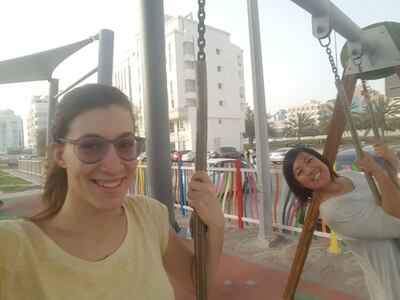 Juman and Evelyn discovering Abu Dhabi while playing Pokemon Go in 2016. Evelyn Lau / The National