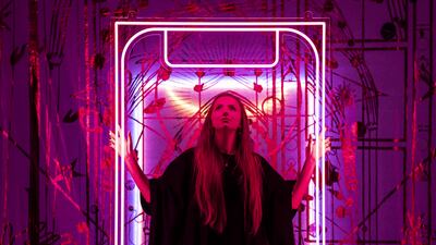 Artist Zara Worth with her work titled 'Tink of a door (temptation/redemption) 2022' on Thursday, before York Art Gallery's forthcoming exhibition Sin. PA