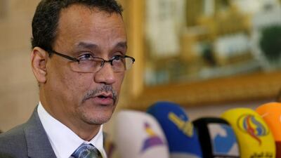 Ismail Ould Cheikh Ahmed, the UN envoy for Yemen, speaks to reporters before leaving Sanaa airport on November 7, 2016, after further talks with Iran-backed rebels on reaching a peace deal. Khaled Abdullah / Reuters