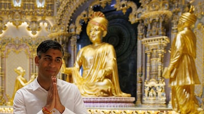 British Prime Minister Rishi Sunak spent about 50 minutes at the temple early on Sunday. PA