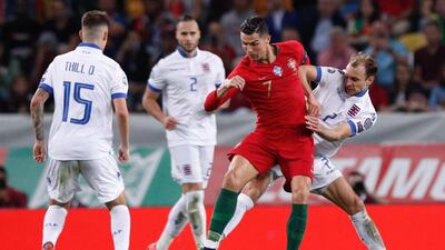 Portugal`s Cristiano Ronaldo (2R) in action during the UEFA Euro 2020 qualifying round Group B soccer match between Portugal and Luxembourg at Alvalade stadium in Lisbon, Portugal. EPA