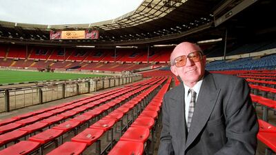 Nobby Stiles sits in the stands at Wembley. Reuters